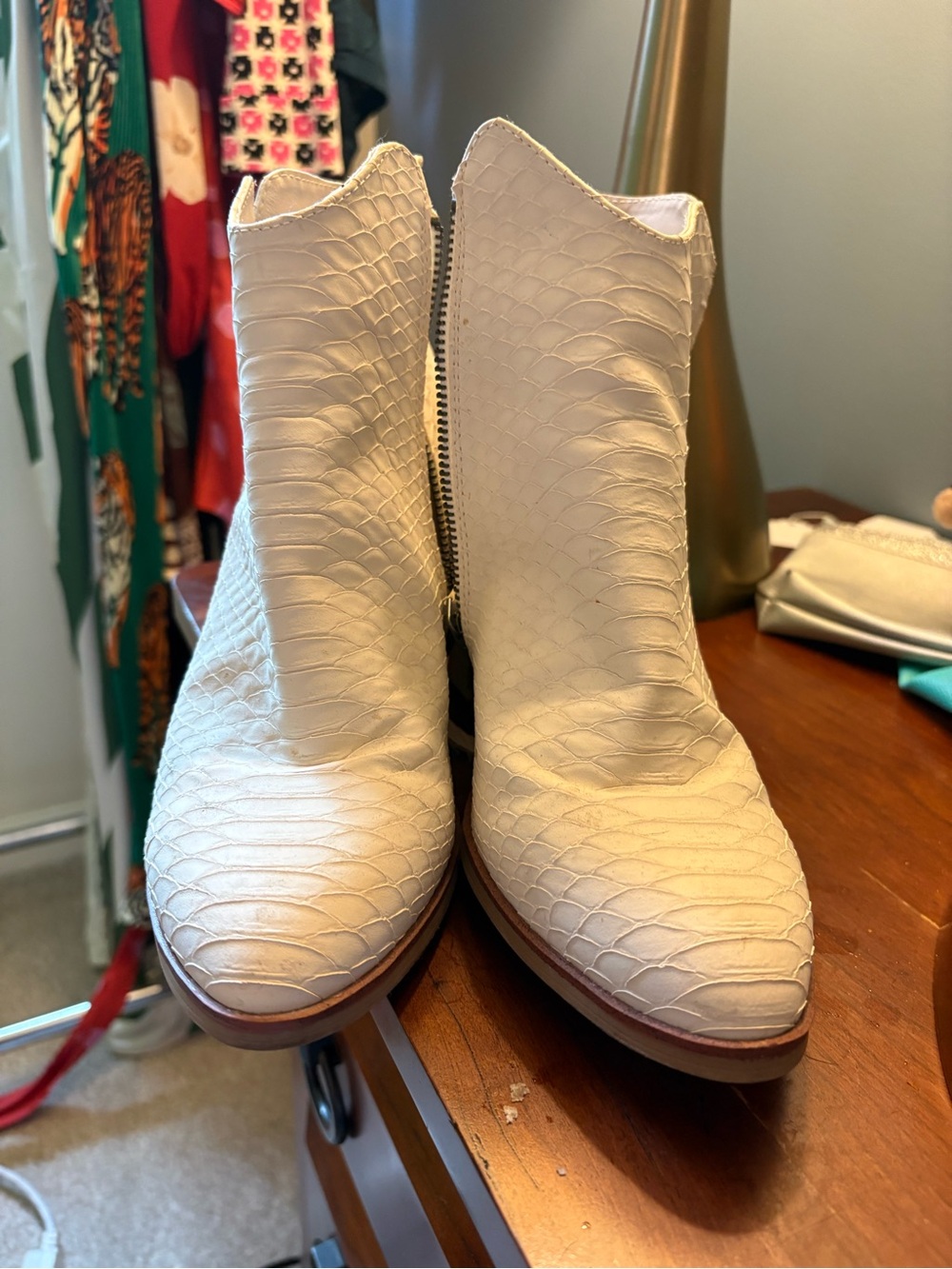 MIA Cream Textured Ankle Booties with Side Zip
